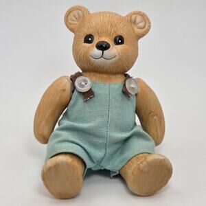Vintage Homco Bear Jointed Movable Limbs Fabric Clothes Overalls